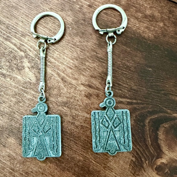 Other - Vintage Thunderbird Keychains Pair w Thanks From American Indian Children Pewter